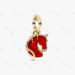 Pandora Red Fire Horse Murano Glass Dangle Charm